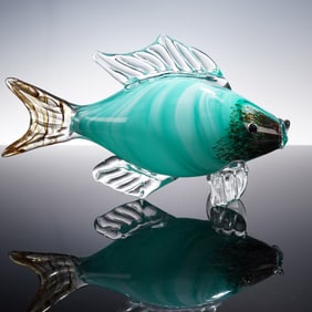 Murano Style Hand-Blown Art Glass Fish Sculpture