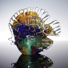 Art Glass Butterfly Fish Sculpture
