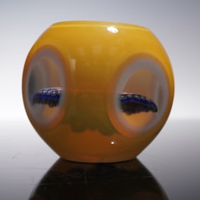 Faceted Art Glass Millefiori Cane Paperweight
