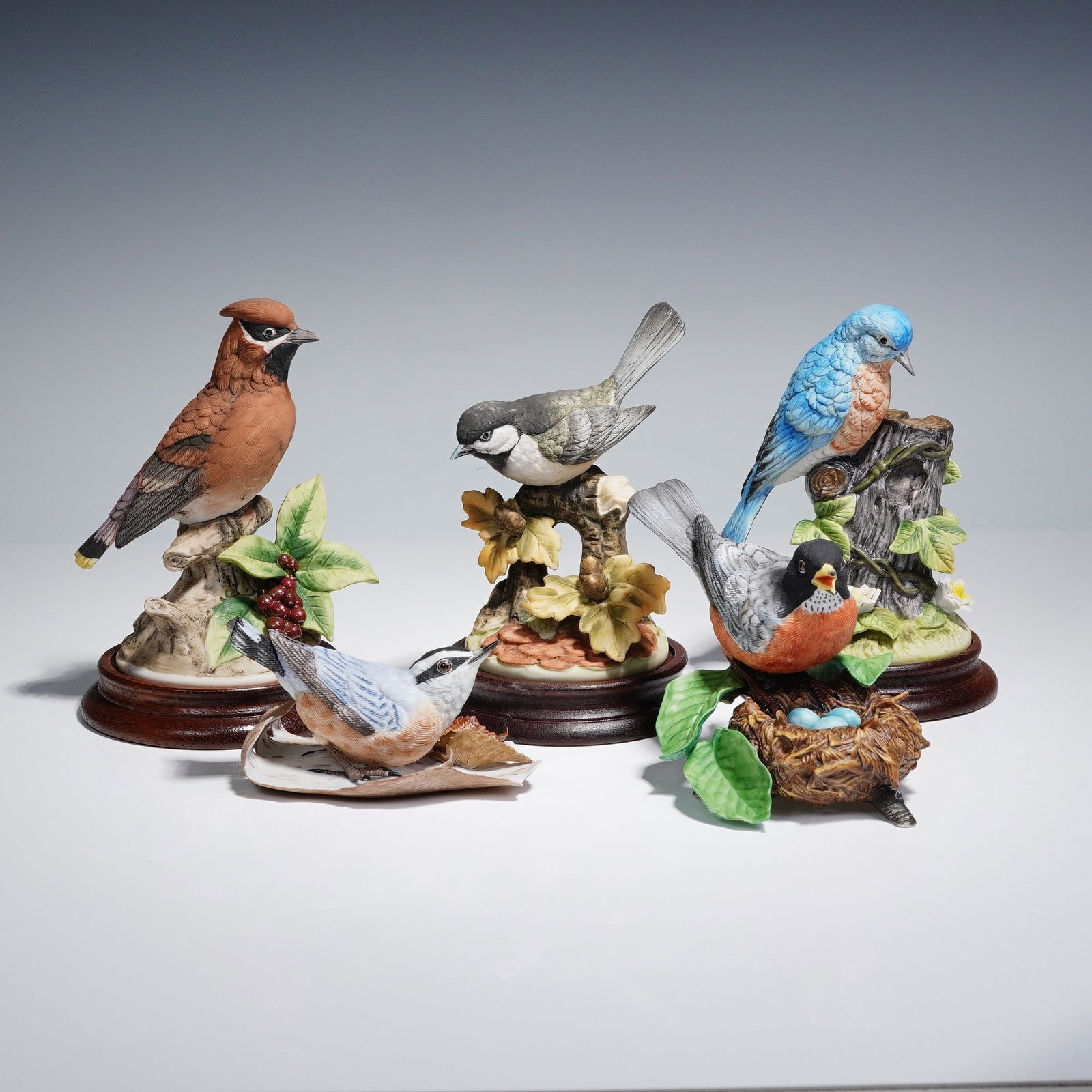 8pc Porcelain Bird Figurine Set with Bases (1 of 10)