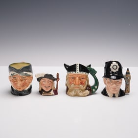 4pc Royal Doulton Small Character Jugs- D6762, D6384, D6502 & Mini D6508