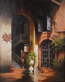 Christopher M. Scali, Oil Painting on Canvas, French Quarter View, Signed