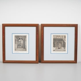 Eugene E Loving, 2 Etchings of Old New Orleans, Signed & Numbered