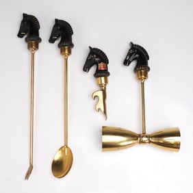 4pc Krewe of Venus 1960 Mardi Gras Brass Horse Head Party Favor Set