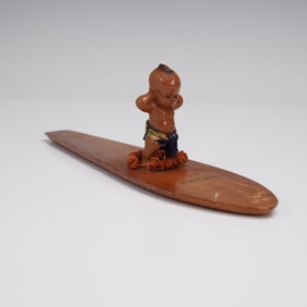 Hand-Carved Wooden Hawaii Souvenir Surfer Doll