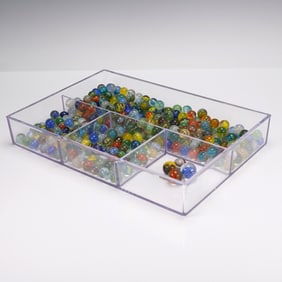Collection of 200+ Colorful Mixed Glass Marbles