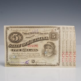 1870s $5 State of Louisiana "Baby Bonds" Bank Note