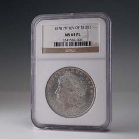 1878 7TF Morgan Dollar Silver Dollar Coin NGC Graded MS 63 PL