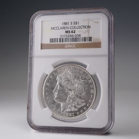 1881-S Morgan Dollar Silver Coin McClaren Collection NGC Graded MS 62
