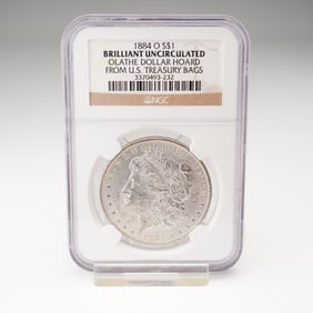 1884-O Morgan Silver Dollar Olathe Hoard NGC Graded Brilliant Uncirculated