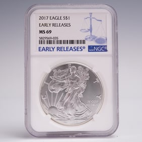 2017 American Silver Eagle Early Release Dollar Coin NGC Graded MS 69
