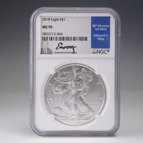 2018 American Silver Eagle Dollar Coin NGC Graded MS 70