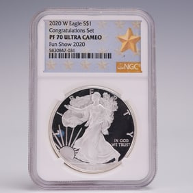 2020-W American Silver Eagle Dollar Coin NGC Graded PF 70 Ultra Cameo