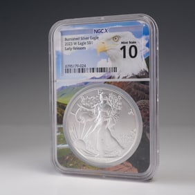 2023-W American Silver Eagle Type 2 Dollar NGCX Graded MS 10 Burnished