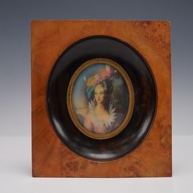 Victorian Handpainted Miniature Portrait, Signed Gainsborough