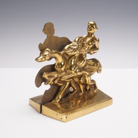Hubley Brass Bookends, Fox Hunting 818
