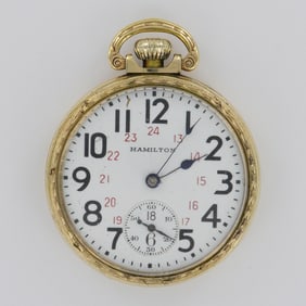 Hamilton Watch Co. 992B 16S 10K Rolled Gold Plate Railroad Pocket Watch