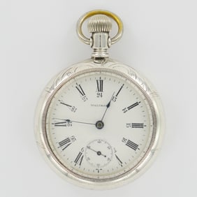 American Waltham Watch Co. 18S 15J Sterling Silver Pocket Watch