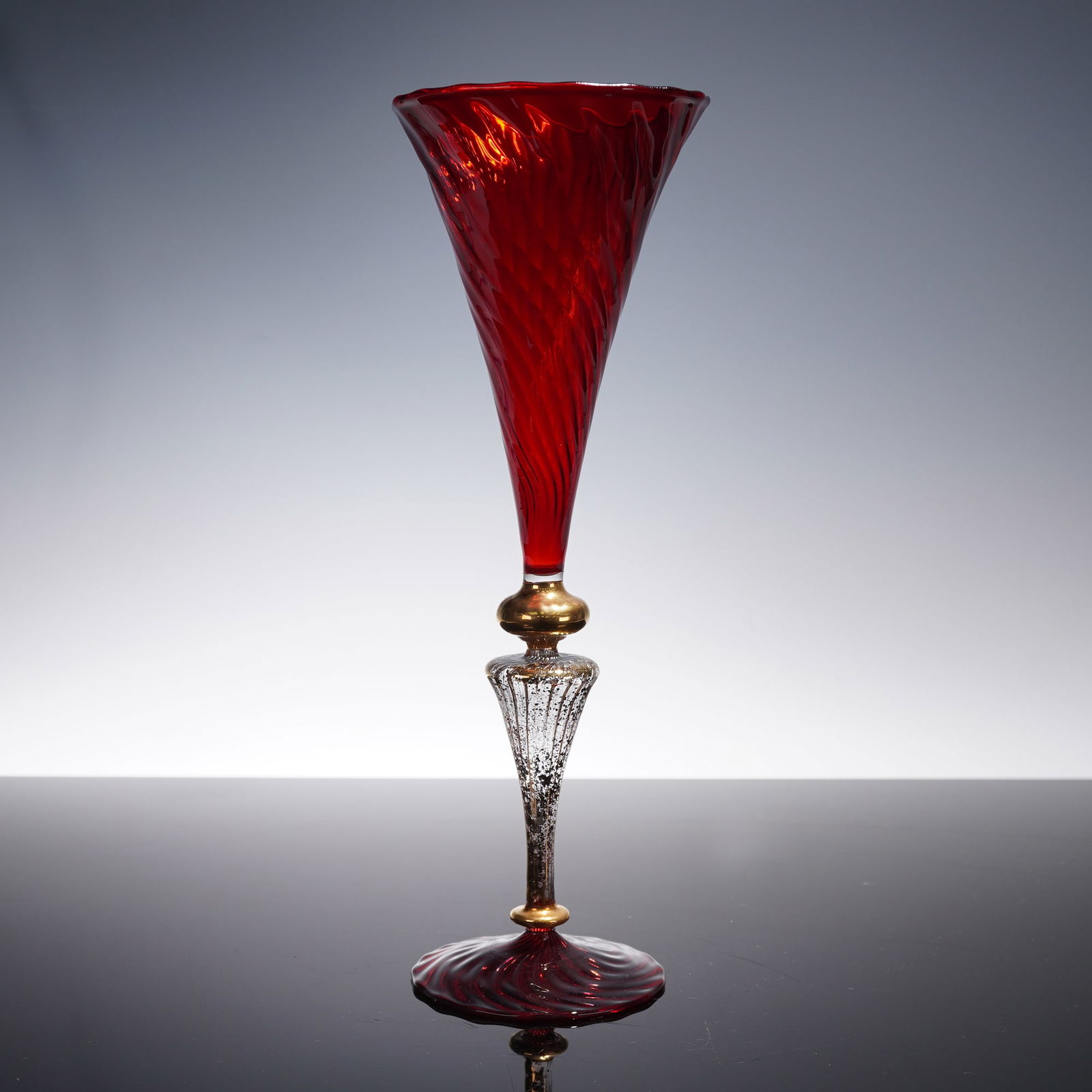 Murano Glass Red and Gold Goblet (1 of 6)