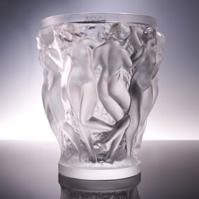 Lalique Satined Crystal Vase, Bacchantes