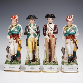4pc Arnart Imports-Grenadier Spirits Porcelain Military Decanter Figurines