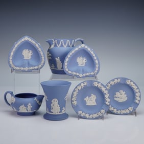 7pc Wedgwood Blue Jasperware Pieces