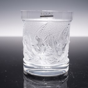 Lalique Crystal Swallows Old Fashioned Glass