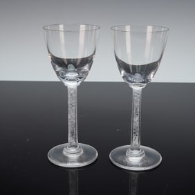 2pc Lalique Crystal Phalsbourg Sherry Glasses