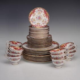 48pc Shelley Fine Bone China Sheraton Pink Dinnerware Set