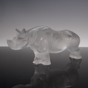 Lalique Crystal Rhinoceros Figurine