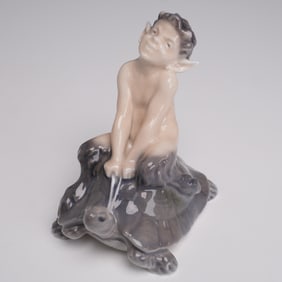 Royal Copenhagen Figurine, Faun on Turtle 858