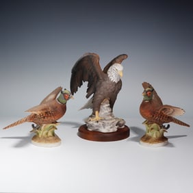 4pc Lefton and Dave Grossman Designs Porcelain Wildlife Figurines with Base