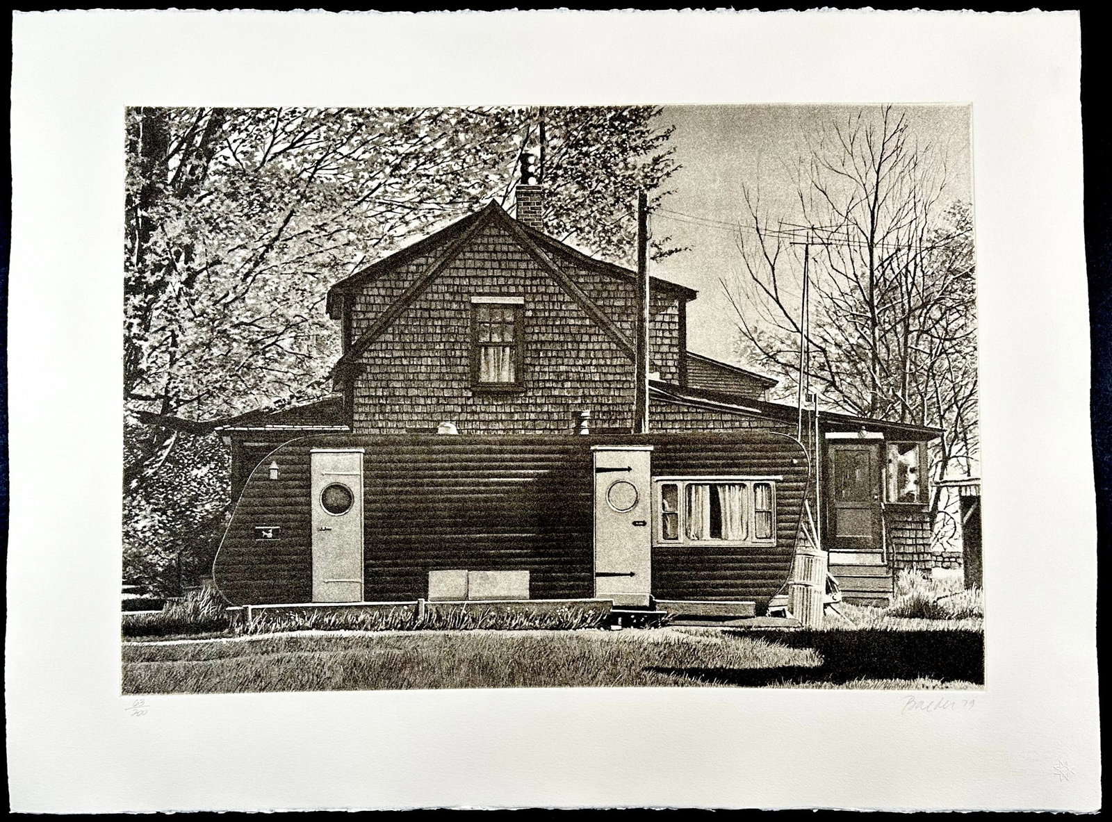 John Baeder (1938), Screenprint, House With Trailer, Signed: Screenprint Titled House With Trailer Signed bottom right Numbered 63/200. Sight size 30" x 22.5"