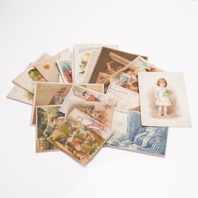 24pc Antique Chromolithography Ephemera, Postcards and Advertising Cards