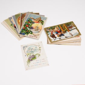 Grouping of 34 Early 1900s Holiday Postcards