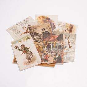 13pc Antique Chromolithography Postcards & Advertising Cards
