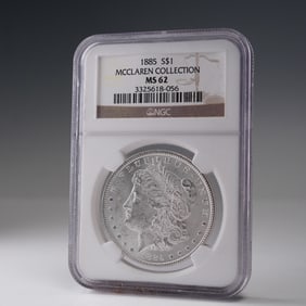 1885 Morgan Dollar Silver Dollar Coin McClaren Collection NGC Graded MS 62