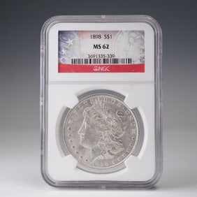 1898 Morgan Dollar Silver Dollar Coin NGC Graded MS 62