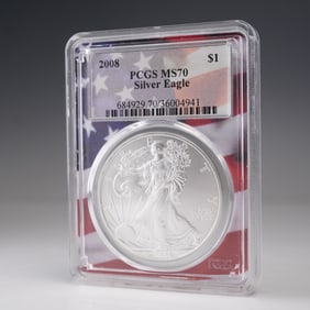 2008 American Silver Eagle Dollar Coin PCGS Graded MS 70