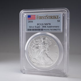 2016 American Silver Eagle Type 1 Dollar 30th Anniversary PCGS Graded MS 70