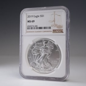 2019 American Silver Eagle Type 1 Dollar NGC Graded MS 69