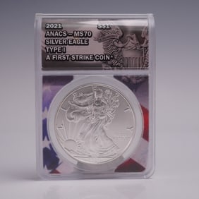 2021 American Silver Eagle Type 1 Dollar Coin ANACS Graded MS 70