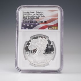 2023 1oz Silver Am. Legacy Half Dollar Med. NGC Graded PF 70 Ultra Cameo