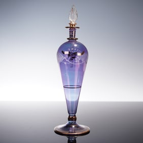 Lavender Blue Glass Perfume Bottle with Stopper