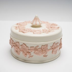 Wedgwood Embossed Pink Queensware Covered Box