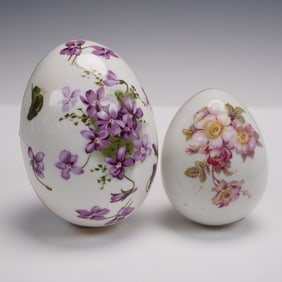 2pc Hammersley & Gerold Porcelain Floral Covered Keepsake Boxes