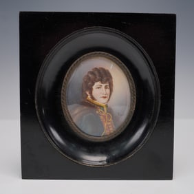 Victorian Handpainted Miniature Portrait, Signed