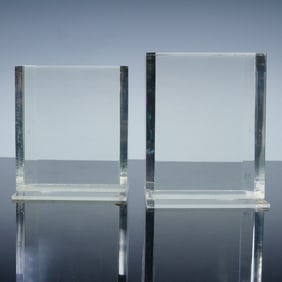 Pair of Asymmetrical Lucite Bookends