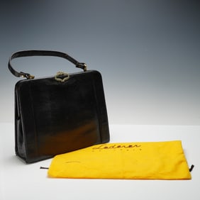 Lederer Paris Black Lizard Skin Handbag with Matching Wallet
