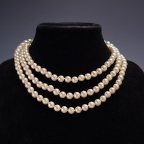 Jacqueline Bouvier Kennedy by Camrose & Kross Triple Strand Faux Pearl